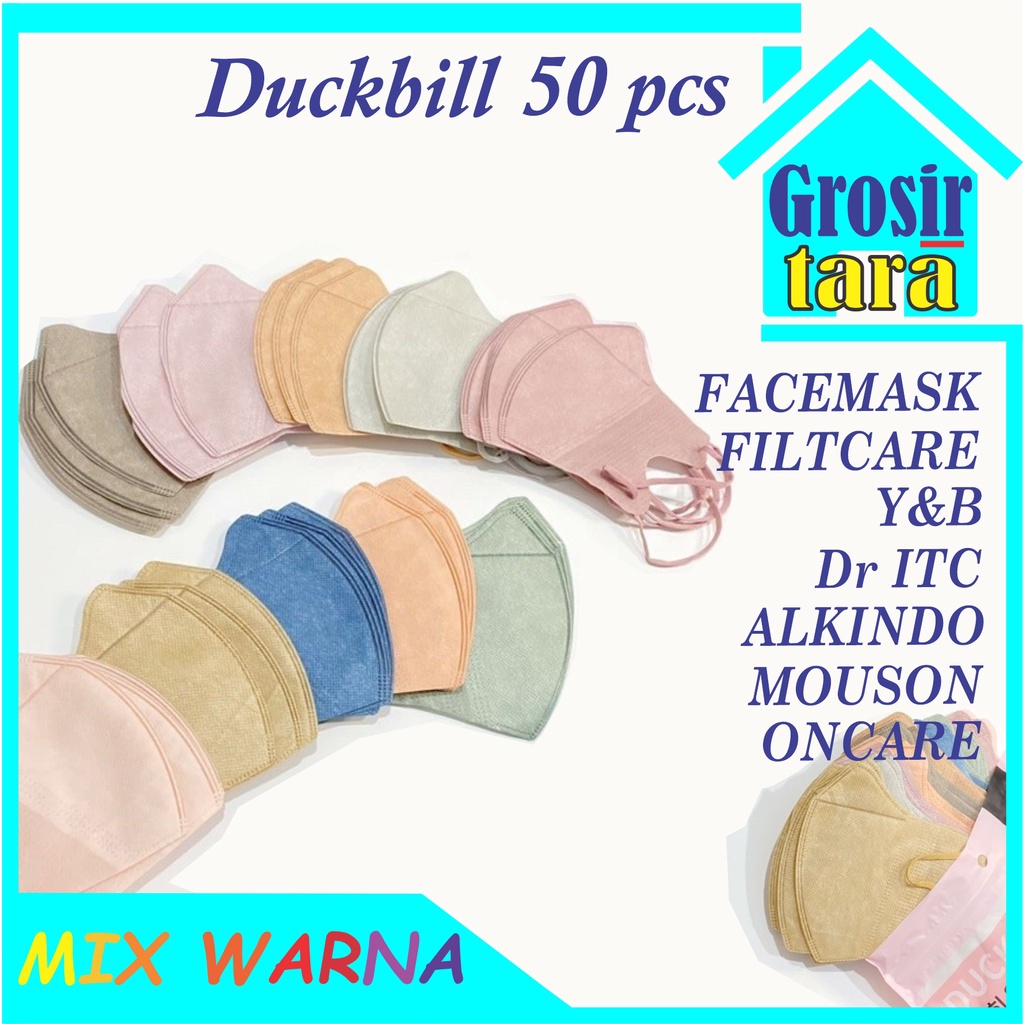 MASKER DUCKBILL Duckbil MIX WARNA YNB Y&amp;B GRADATION GRADASI careion Series isi 50pcs mouson alkindo Earloop isi 50 pcs