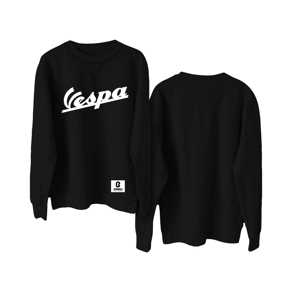 BRIGO X VESPA FONT Basic Sweatshirt II Sweater Crewneck Polos BRIGO X VESPA Sablon DTF Fleece Cotton M-XXL (Pria &amp; Wanita) Free stiker&amp;Gantungan Kunci