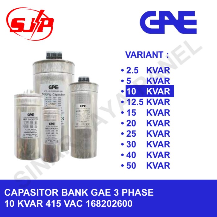 Penghemat Listrik Capasitor Kapasitor Bank Gae 10 Kvar 10Kvar 415V 3 Phase 168202600