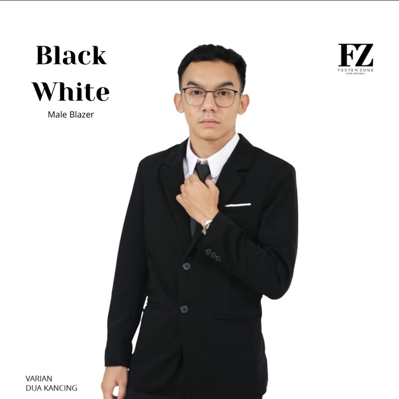 JAS RESMI JAS NIKAH BLAZER PRIA BLACKWHITE