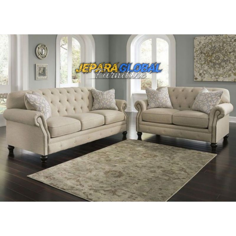 Kursi sofa Tamu canvas seat 3-2 FREE BANTAL ( sofa tamu,kursi sofa,kursi jati,sofa jati,kursi jok)