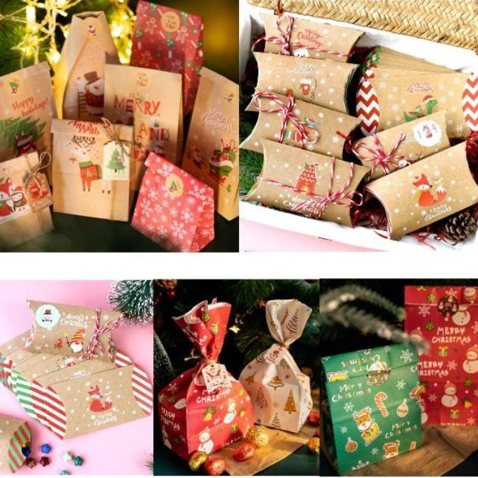 

NEW!! 24SET PAPER BAG NATAL STIKER TALI / KANTONG KEMASAN KERTAS NATAL RTGR66546R