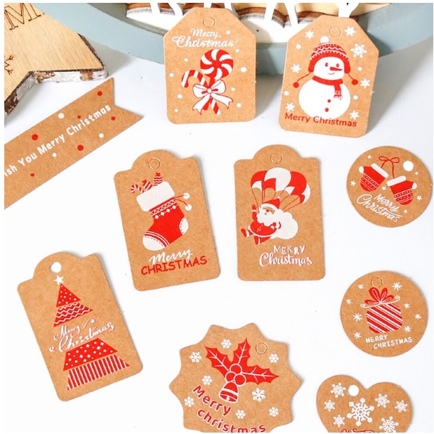 Christmas Kraft Paper Tags DIY Crafts Hang Tag with Rope Labels Gift Wrapping Supplies Party Decor