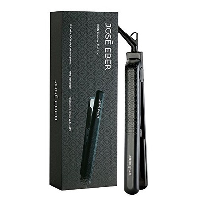 JOSE EBER CERAMIC FLAT IRON, DUAL VOLTAGE, (BLACK)