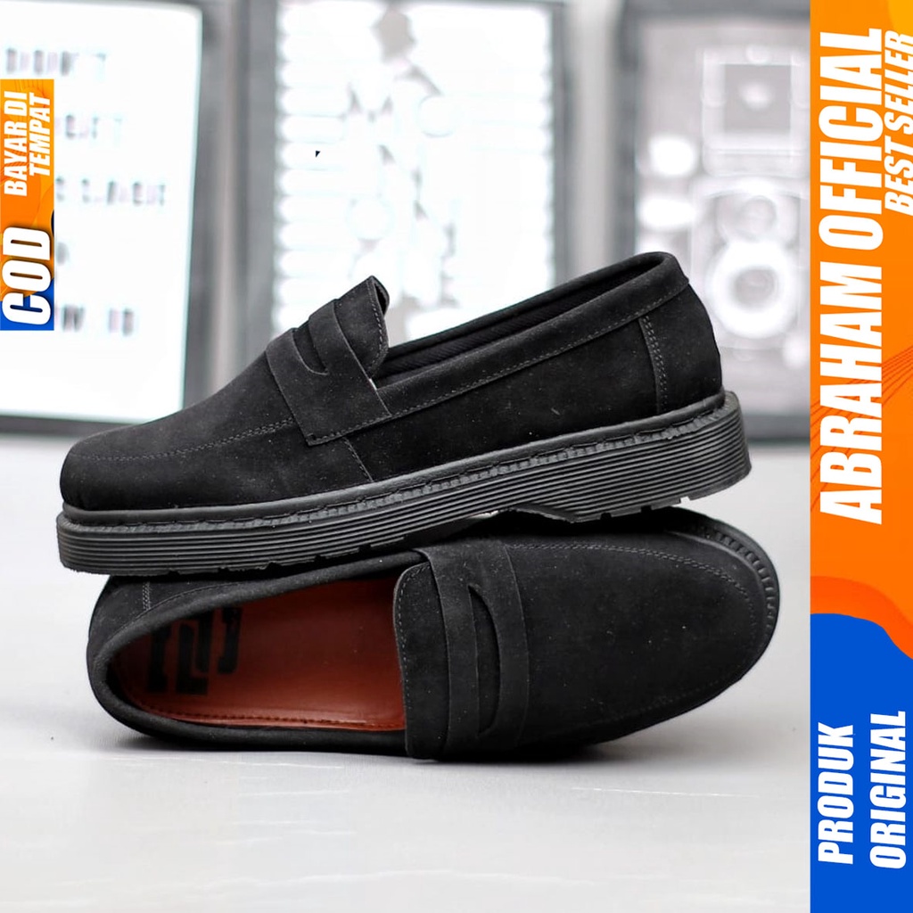 Sepatu Formal Pantofel Kerja Pria Docmart Low Boots Hitam Abraham DOMINIK