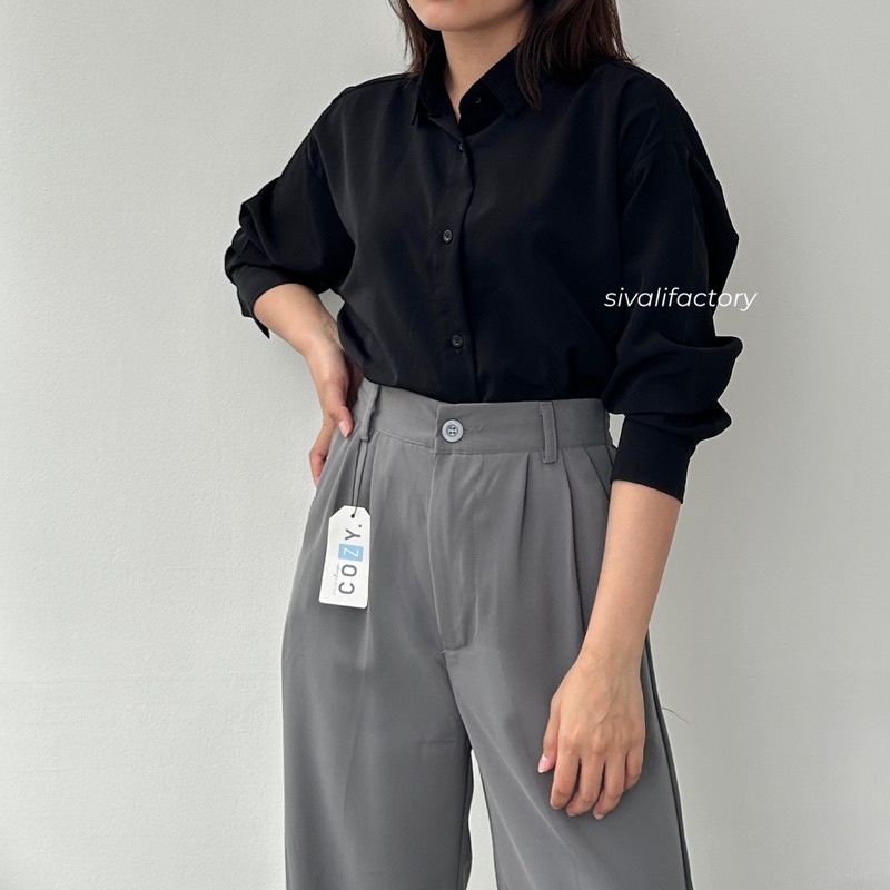 SIVALI Adele Shirt | Oversized Loose Shirt - Kemeja Wanita Atasan Baju Anti Kusut 2128