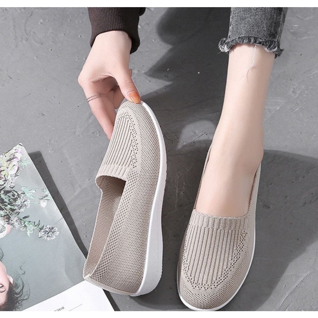 GROSIRTAS &quot;FREE BOX&quot; LV0175 Sepatu Slip On Wanita Import Rajut Sepatu Wanita Tanpa Tali Sepatu Wanita Sport Shoes Sepatu Slip On Wanita Ultra Ringan