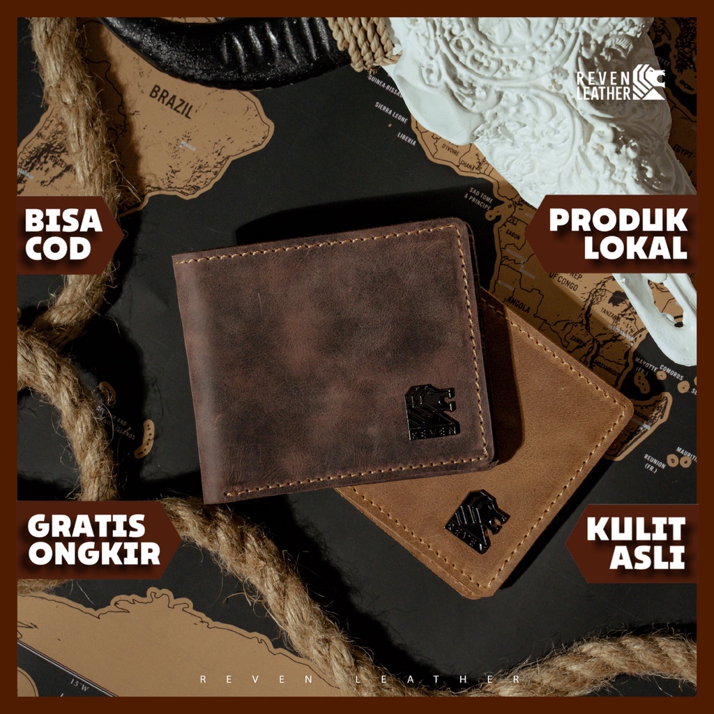 Bifold Dompet ARJUNA Leather Small Card Wallet Slot Kartu Banyak 2 Sekat Ruang ATM STNK Coin Koin da