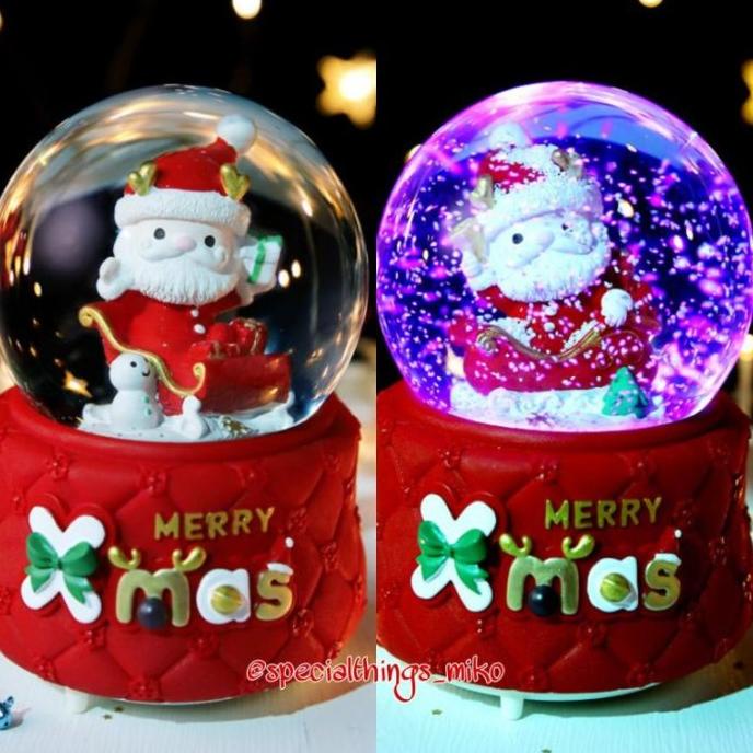 TERLARIS KOTAK MUSIK NATAL BOLA KRISTAL SALJU NATAL SANTA BONEKA SALJU ERGE546T