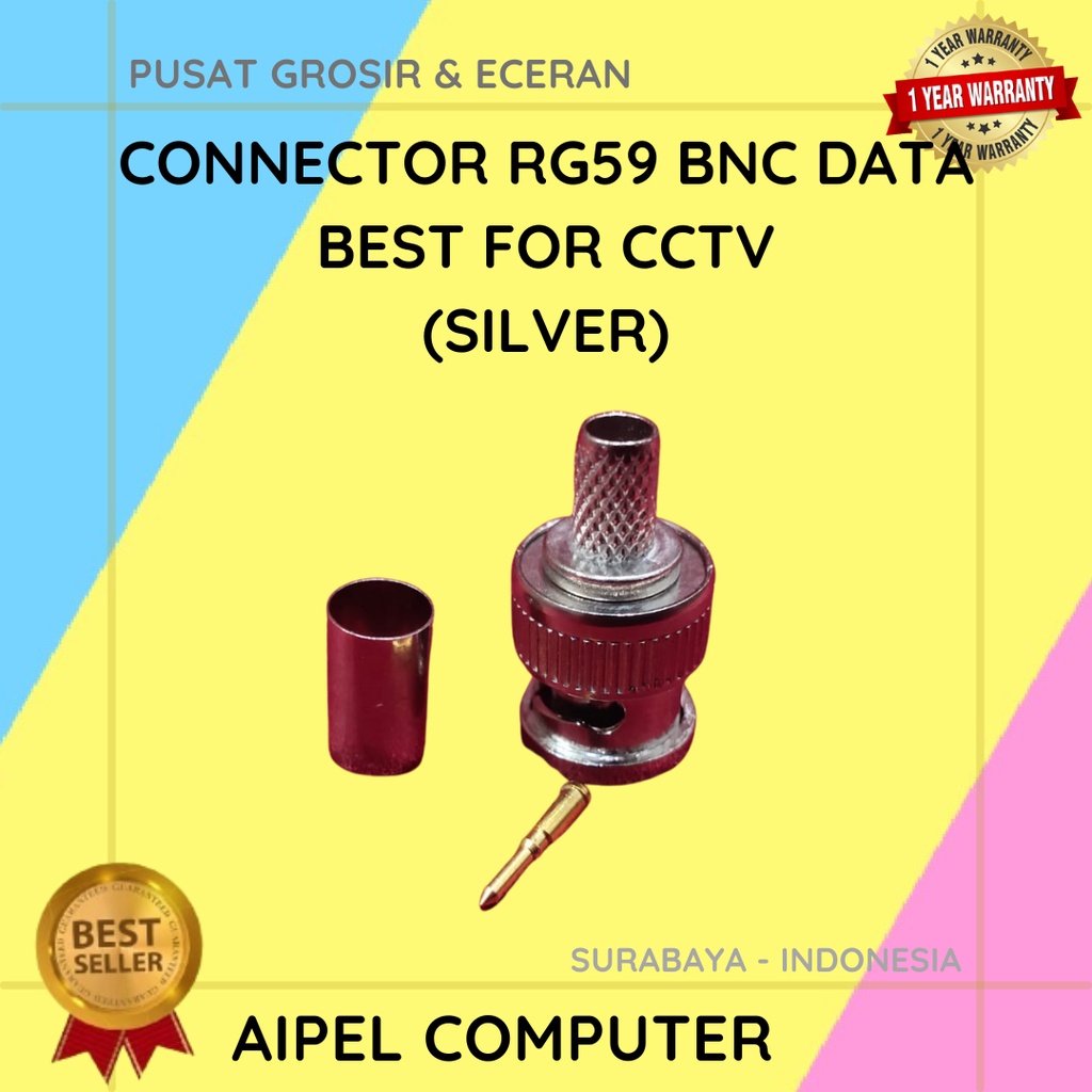 BNC | CONNECTOR RG59 BNC DATA BEST FOR CCTV (SILVER)