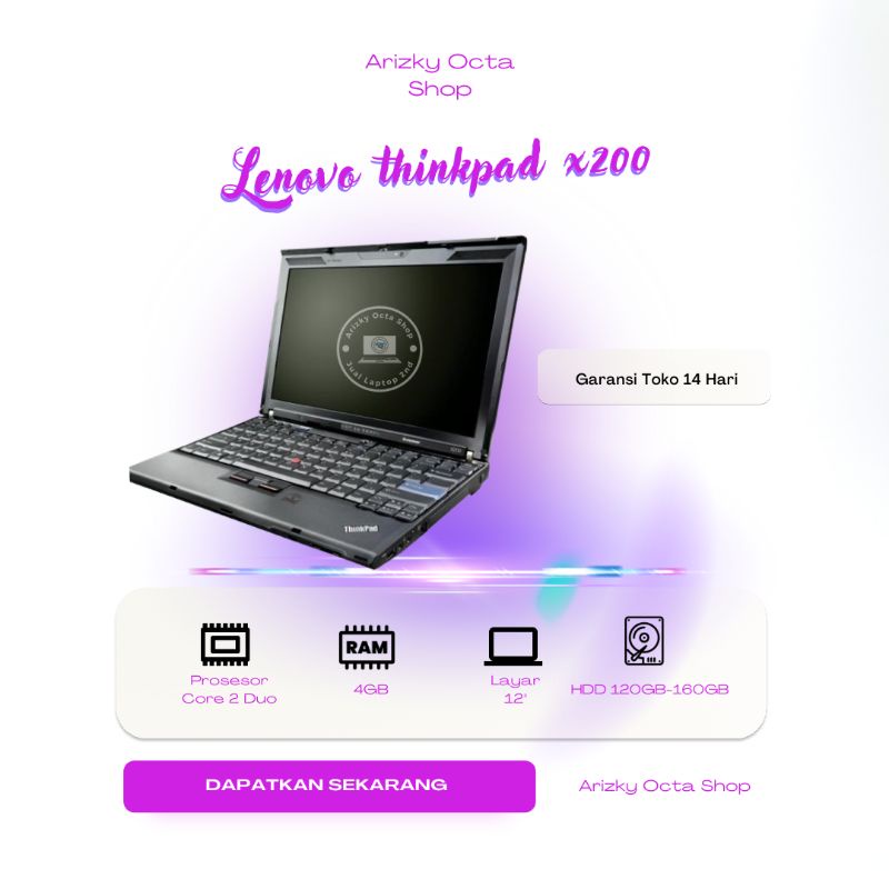 Bonus Mouse Ram 4GB Hdd 160GB Notebook Lenovo Thinkpad XSeries murah bagus super obral terlaris