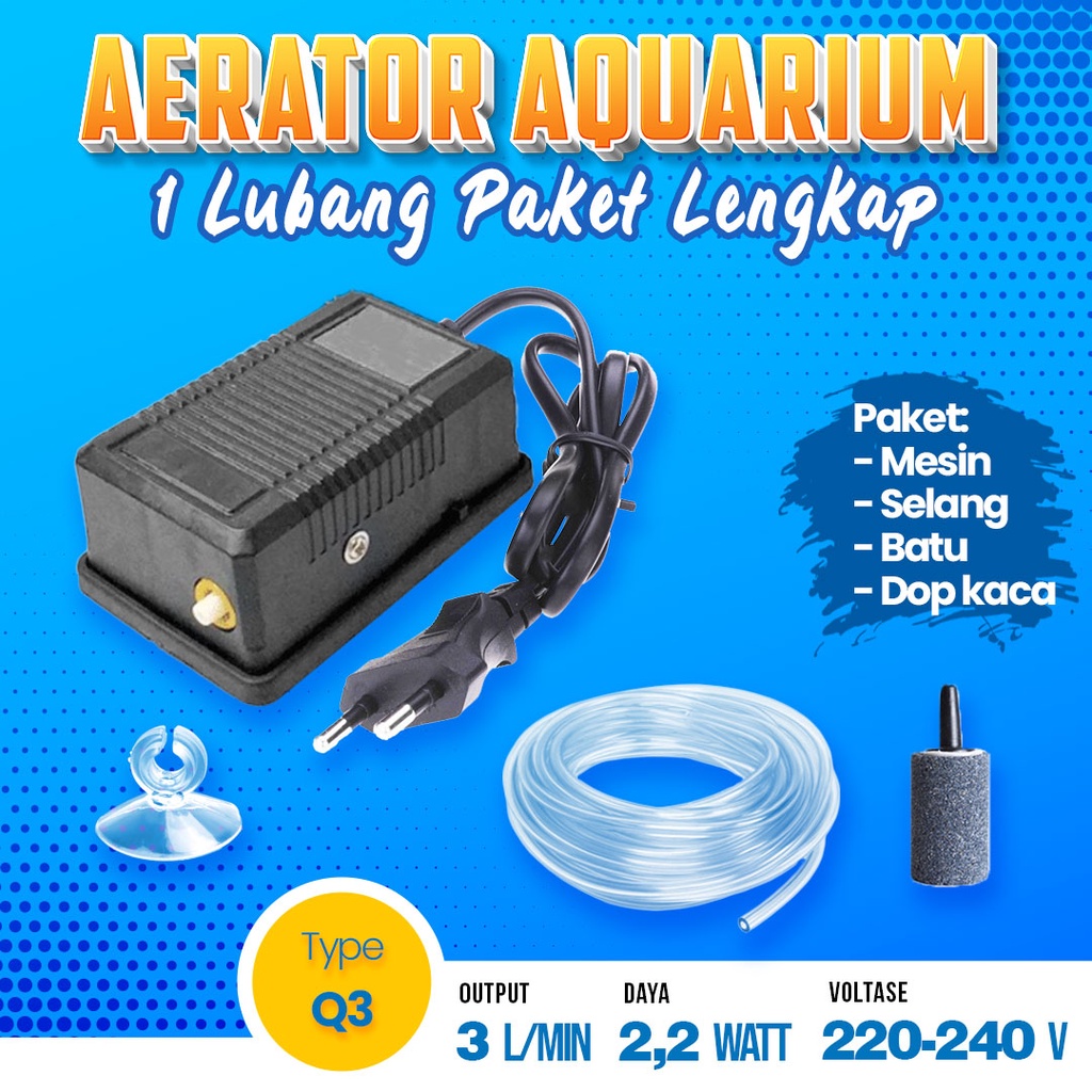 Aerator Aquarium Air Pump Mesin Gelembung Udara 1 Lubang