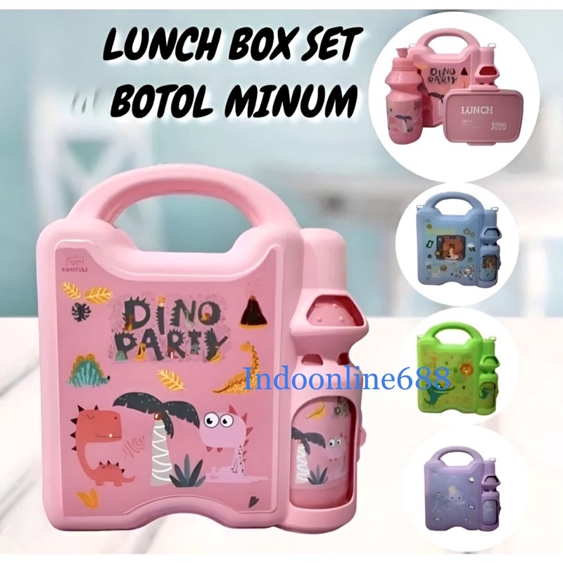 KOPER LUNCH BOX SET KOTAK MAKAN DAN BOTOL MINUM - TEMPAT MAKAN 2IN1 - SOUNVENIR HAMPERS KOTAK MAKAN LUCU FREE SENDOK GARFU