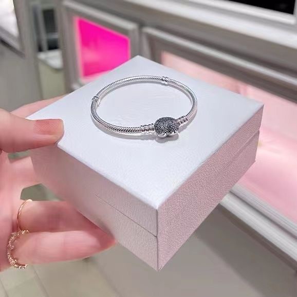 Pandora Gelang Manik-Manik925 Perak925 Micro-Set Berlian Hati Gelang Unisex Hadiah Perhiasan DIY