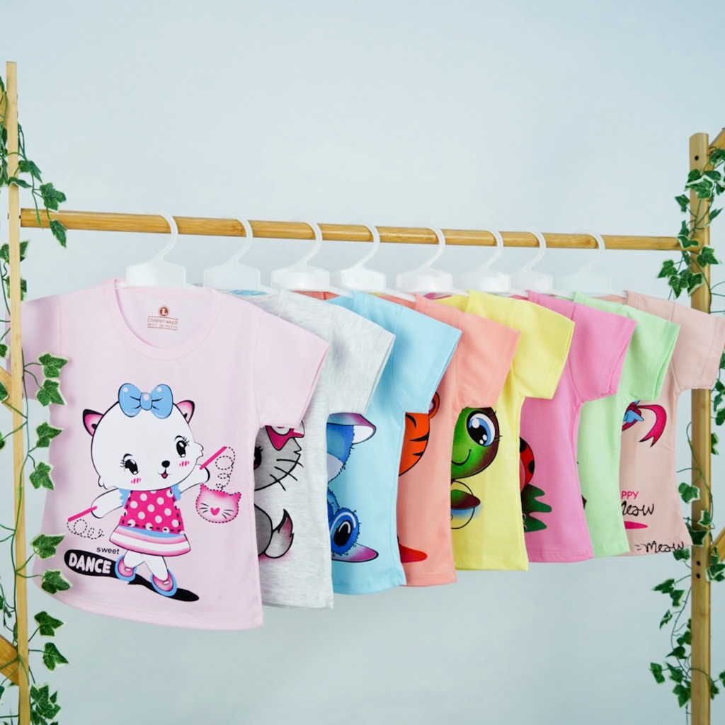 KAOS ANAK PEREMPUAN 1-7 TAHUN - CUTE ANIMALS