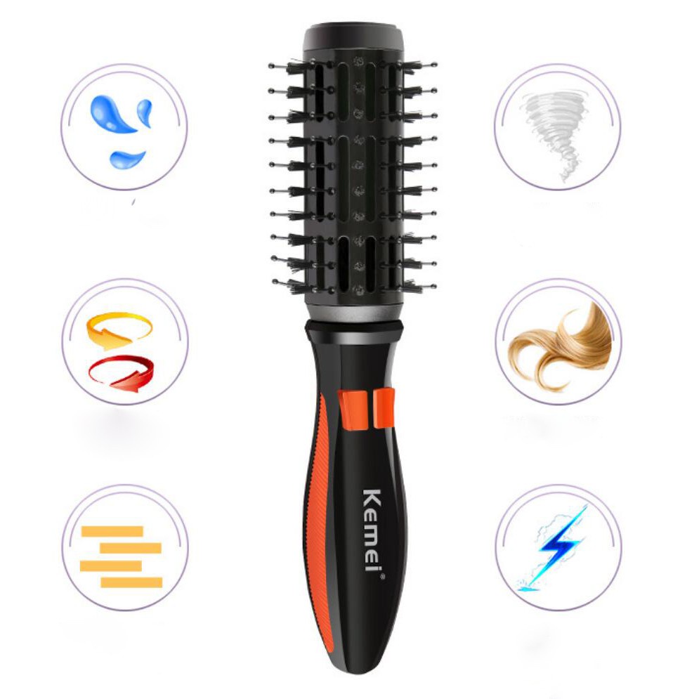 Sisir Keriting Elektrik KEMEI KM-2900 Electric Curling Rotatable Massage Comb