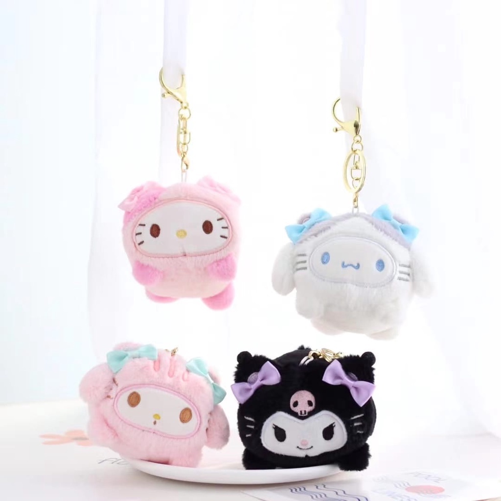 Gantungan Kunci Boneka Sanrio Lying My Melody Kuromi Bahan Plush Untuk Dekorasi Tas