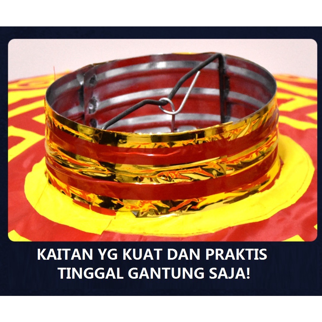 Lampion Imlek Motif GARIS Waterproof Dekorasi Hiasan Pesta Tahun Baru 40cm 16 Inchi INdoor Outdoor Silk