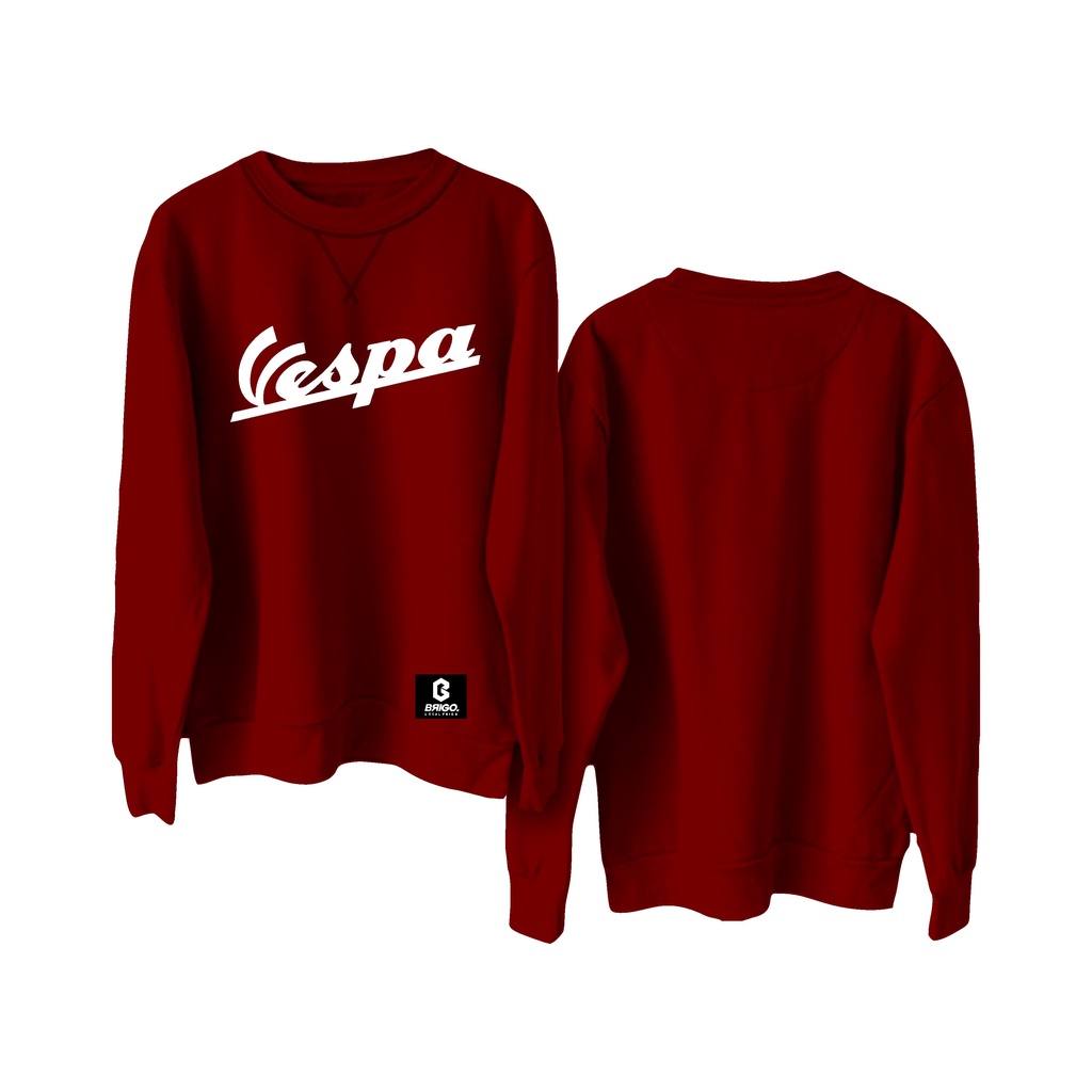 BRIGO X VESPA FONT Basic Sweatshirt II Sweater Crewneck Polos BRIGO X VESPA Sablon DTF Fleece Cotton M-XXL (Pria &amp; Wanita) Free stiker&amp;Gantungan Kunci