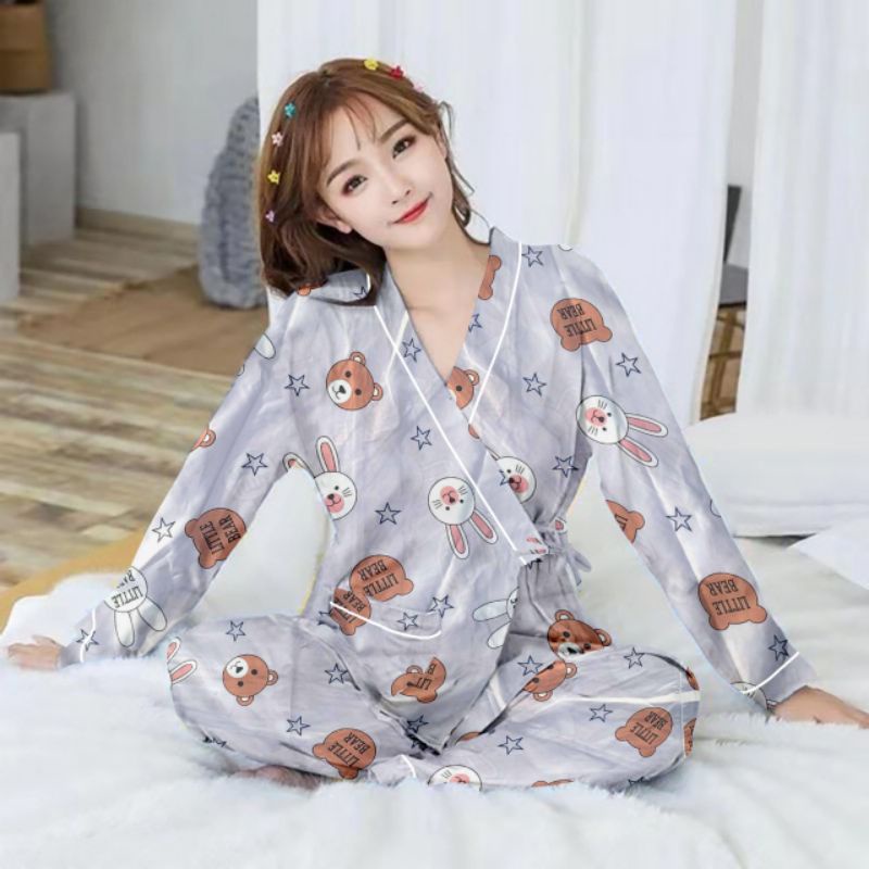 baju tidur kimono/kimono wanita terbaru/kimono lengan panjang katun