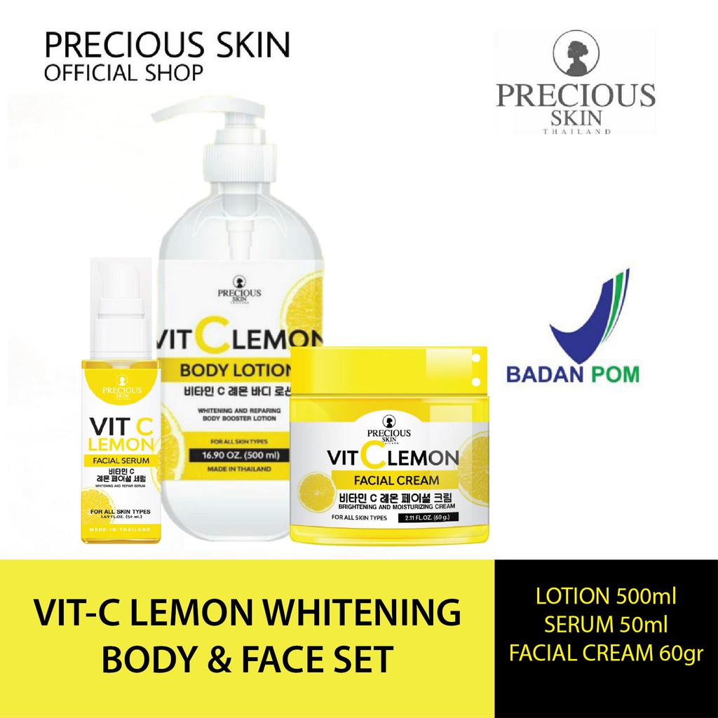 Jual Precious Skin Thailand VITC Lemon Whitening Body & Face Set