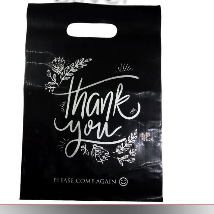 

¤¤» kantong plastik pe motif thankyou uk 25x35 isi 50 kantong olshop kantong toko pakaian