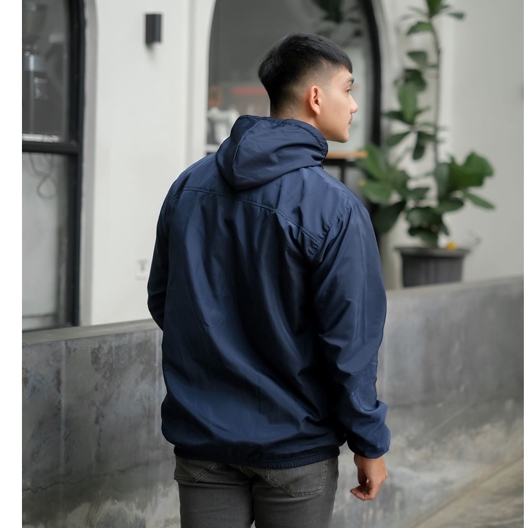 Jaket Waterproof Pria Anti Air Parasut Premium Taslan Hoodie Cowok Tahan Angin