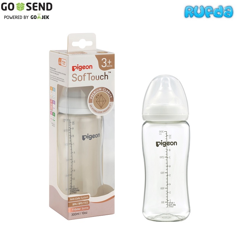 White Clear - Pigeon 300ml T-Ester SofTouch Baby Bottle Botol Susu Jernih