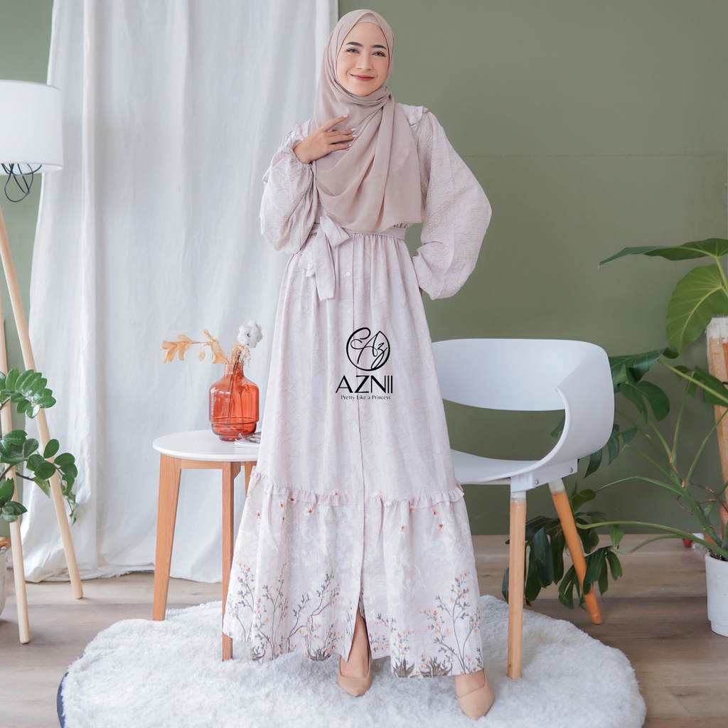 SYAFA RUFFLE Dress Wanita Muslim Ala Korea Bahan Crincle Busui Friendly