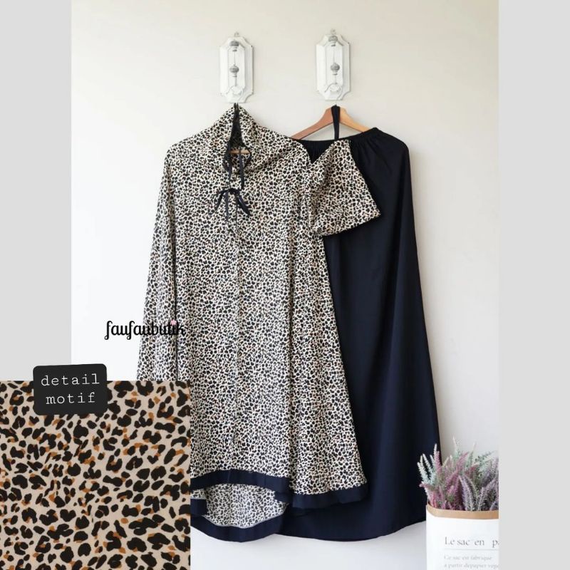Mukena Rayon faufauHijab Sonya Motif Leopard kecil