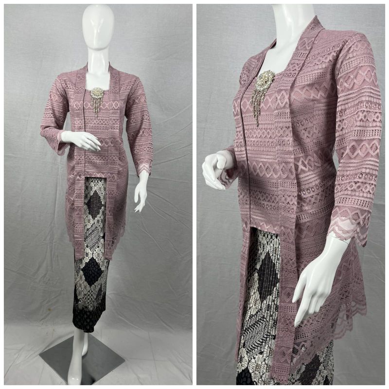 Realpict setelan kebaya Tunik brokat//kutubaru brokat Tunik//kebaya besanan//kebaya pesta modern