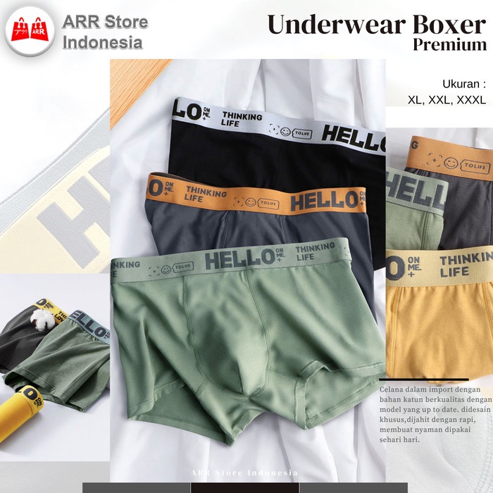Celana Dalam CD Boxer Pria Underwear CD Boxer Briefs Pria Motif Import