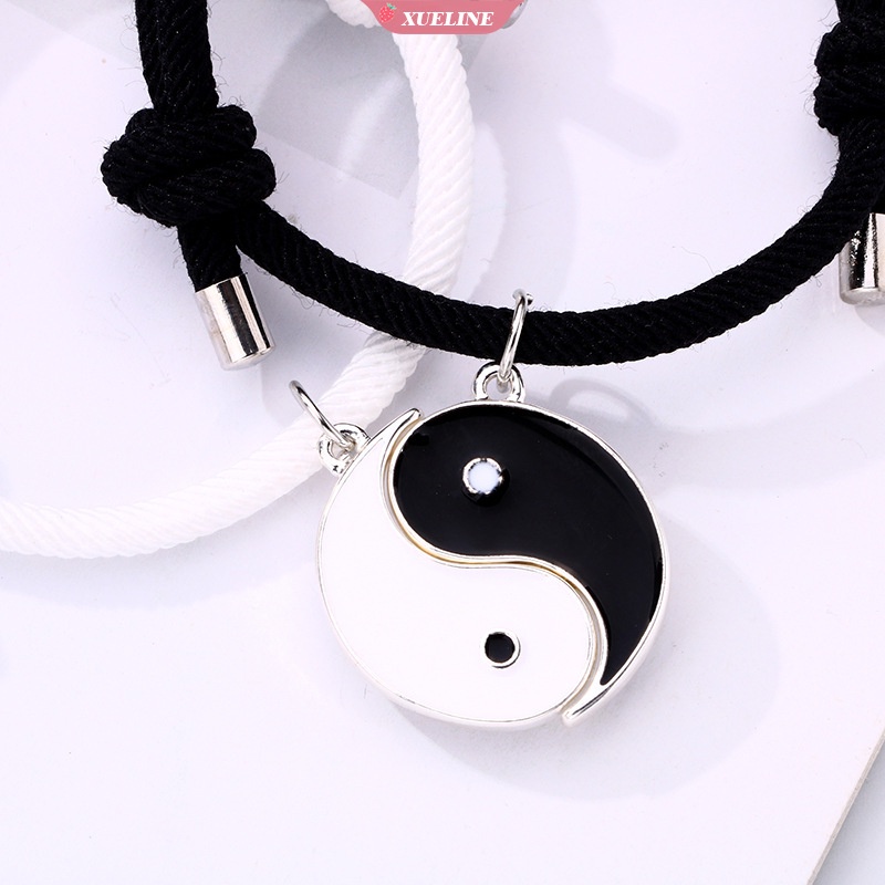 2pcs/set Gelang Pasangan Yin Yang Taiji Cina set Pria Wanita Jarak Hitam Dan Putih Berbentuk Hati magnet Atraksi Perhiasan Hadiah [ZXL]