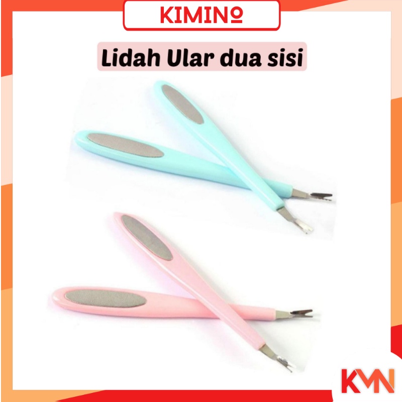 KMN Lidah Ular Dua Sisi Manicure Cuticle Pusher Pendorong Kutikula Penghilang Sel Kulit Mati Meni Pedi Fork Trimmer Nail Art Tools