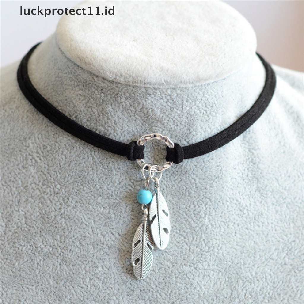 /Fashion Hot// Fashion// Fashion Bohemian Liontin Bulu Kalung Choker Kalung Charm Boho Jewelry.