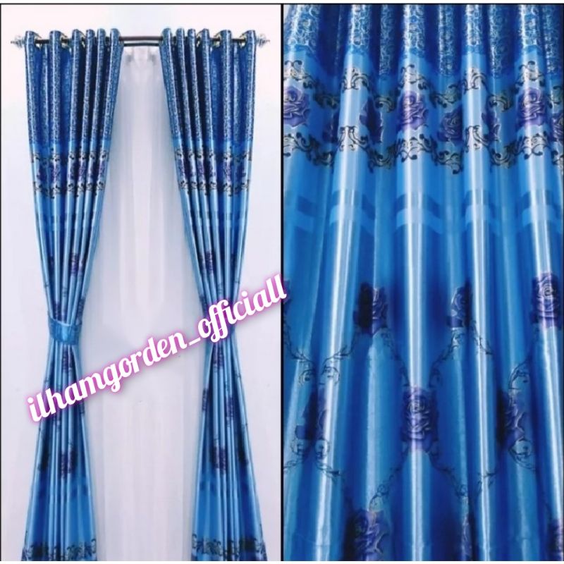 Gorden hordeng jendela motif bunga mawar