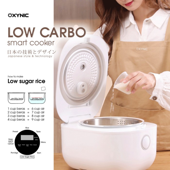 Oxynic Low 4 Liter Carbo Rice Cooker Smart 4L Low Sugar 600W