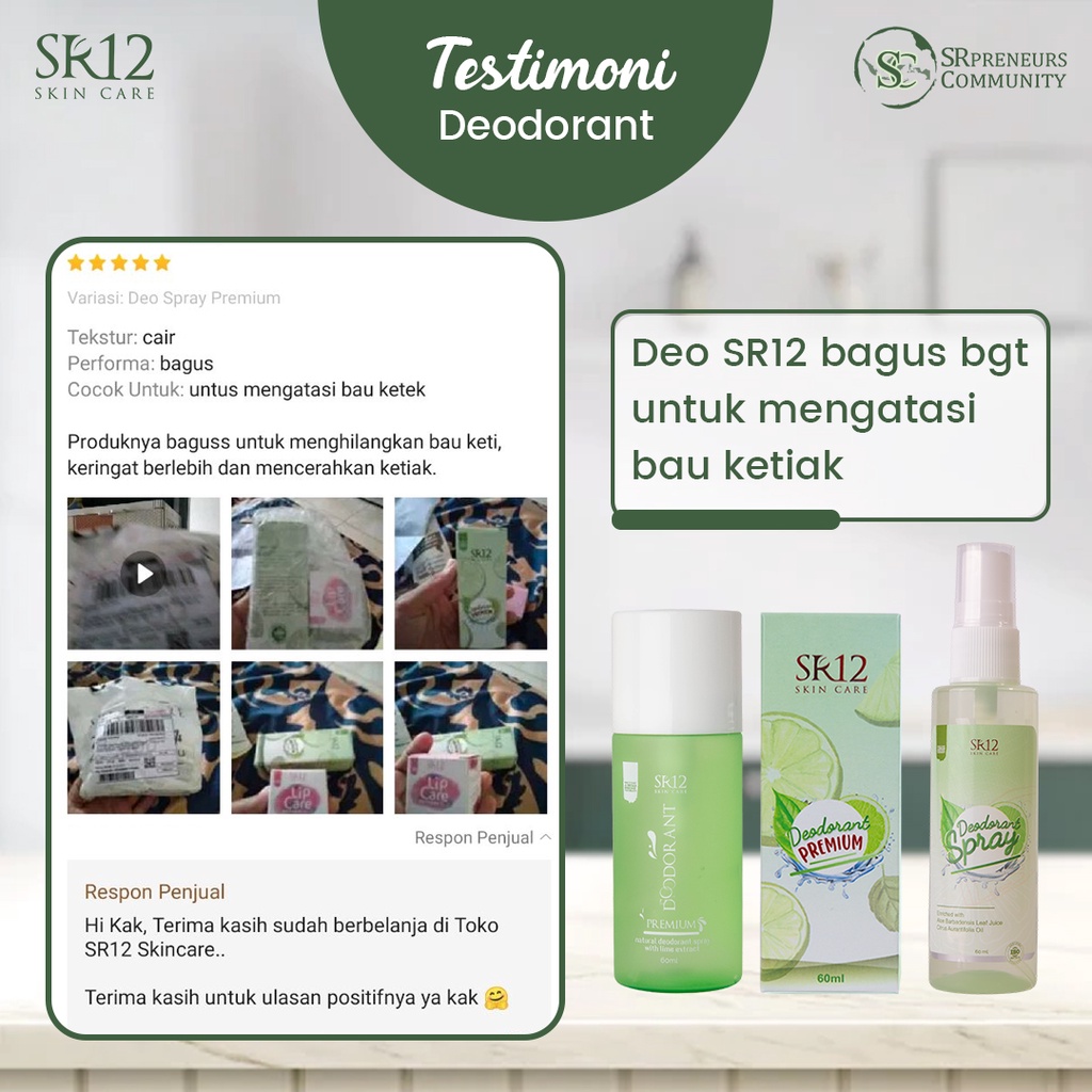 DEODORANT SPRAY PREMIUM SR12 / ATASI BAU BADAN / DEODORAN NON ALKOHOL / PENCERAH KETIAK / DEO TAWAS