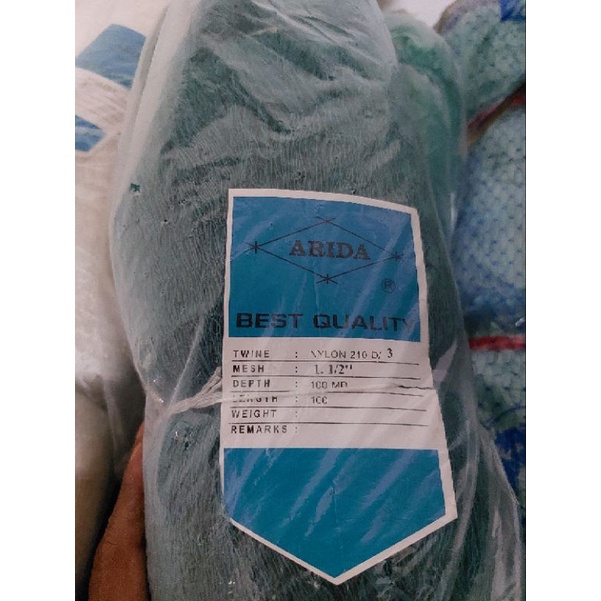 jaring nylon arida 1½ inchi D3 100x100 biru