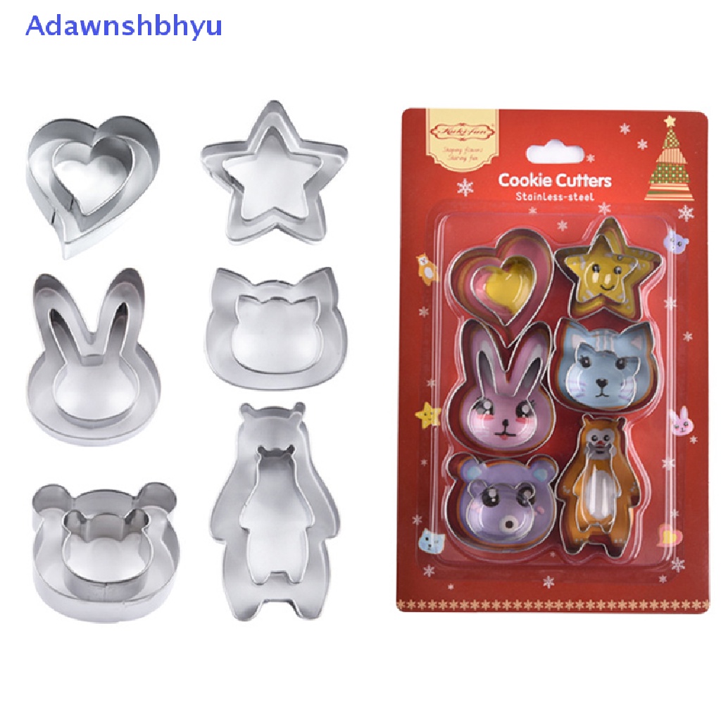 Adhyu 12Pcs/Set Bentuk Cookie Cutter Hewan Cookies Pastry Fondant Biskuit Cetakan Kue ID