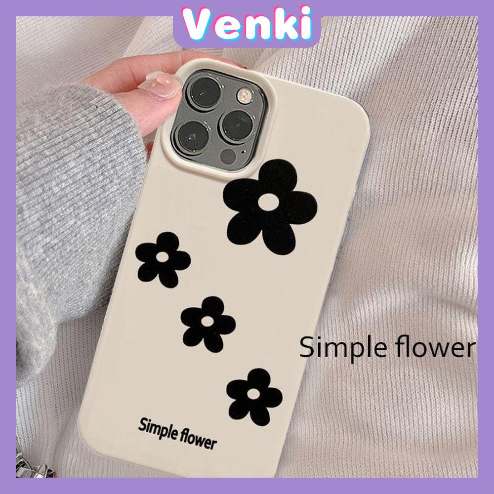 Case For iPhone 14 Pro Max Soft TPU Candy Case Black Simple Flowers Glossy Khaki Back Cover Camera Protection Shockproof For iPhone 13 12 11 Plus Pro Max 7 Plus X XR