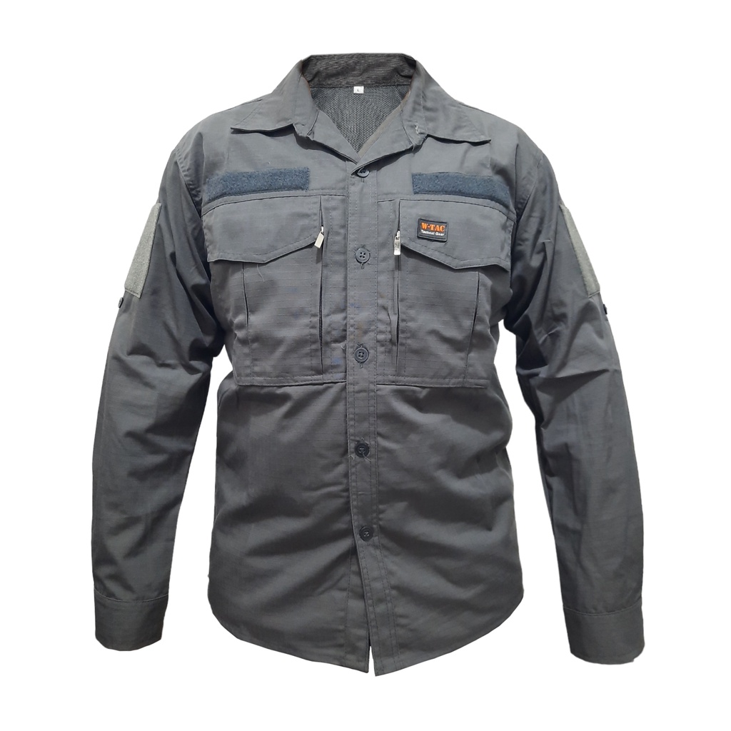 Kemeja W-TAC Tactical Outdoor Panjang hitam,khaki,abu ripstop kotak