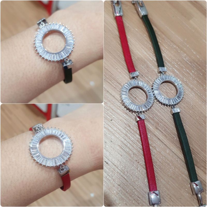 Promo Gelang Kulit Bracelet Branded Band mata kilau import  bahan kulit