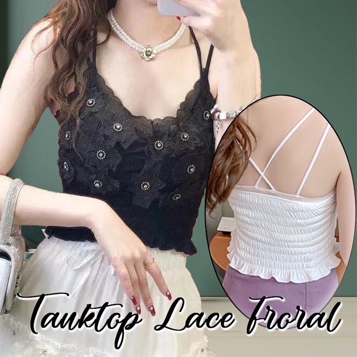 CJBH-2168 TINO-TINO TANKTOP BRA LACE FLORAL PEARL KOREA/ATASAN WANITA KOREA / BRA WANITA IMPORT