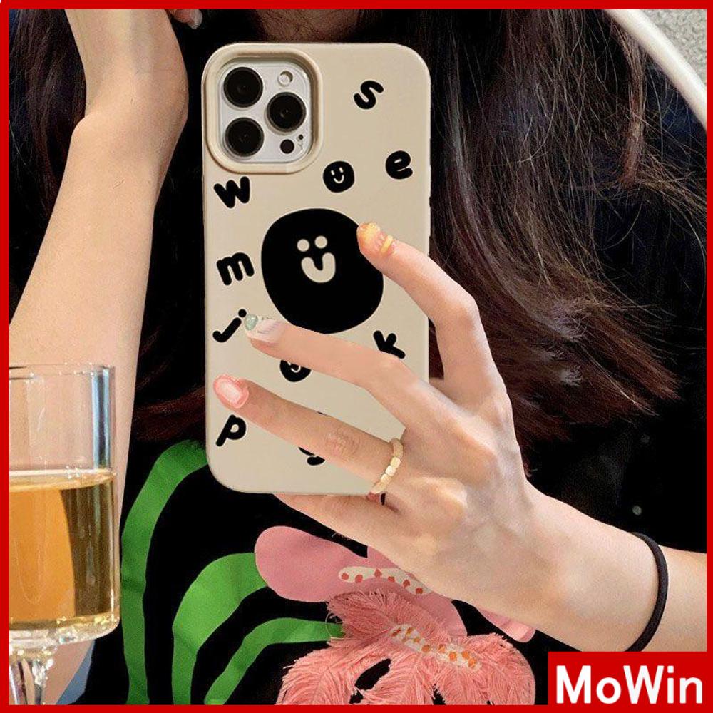 For iPhone 14 Pro Max iPhone Case Khaki Gray TPU Soft Shell Shockproof Protection Camera Smile Cute Style Compatible For iPhone 13 Pro max 12 Pro Max 11 Pro Max xr xs Max 7Plus 7 8