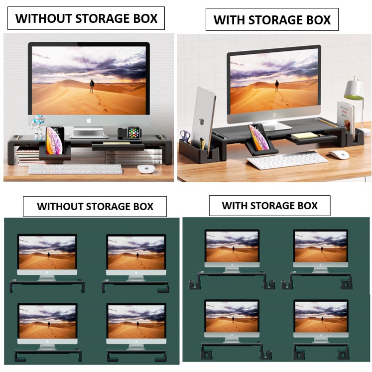 WIRG Computer Monitor Stand With Build in USB Port and Storage Box