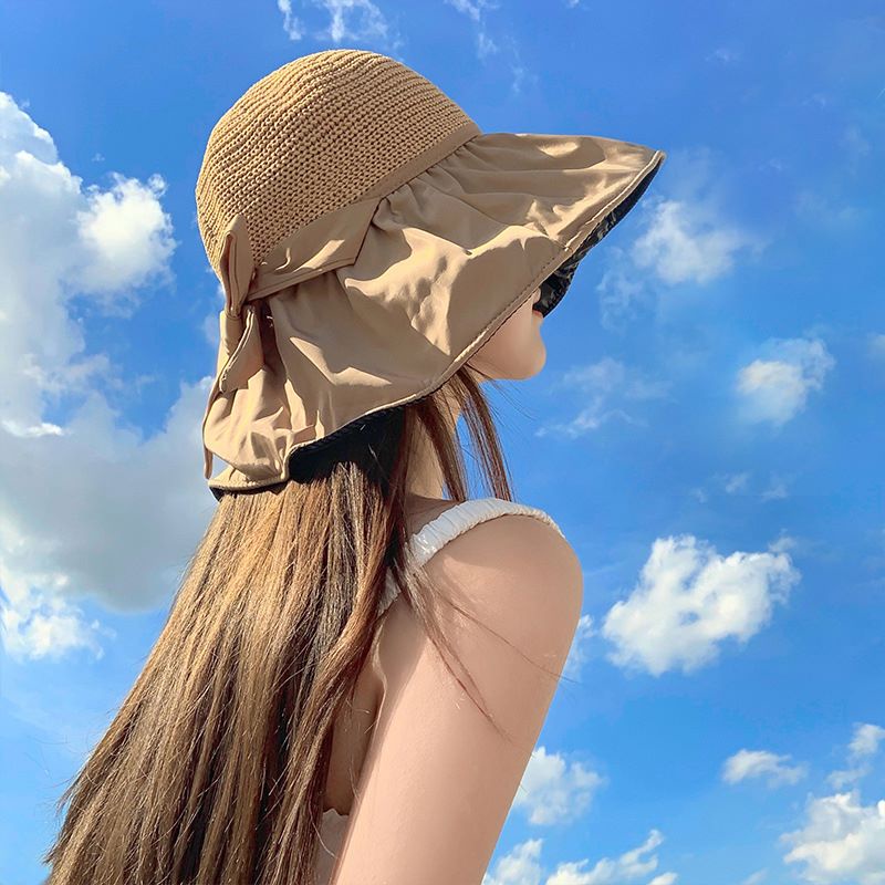 Topi Pantai Japan Rajut Wanita Elegan Pelindung Matahari 360 Derajat ANTI UV High Quality Import