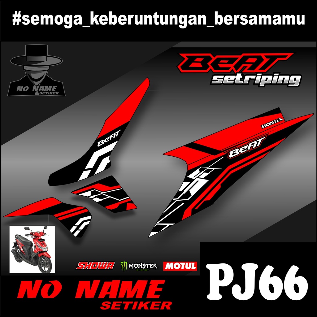 Striping Beat Karbu 2008 2009 2010 2011 2012 (pj66) Variasi Sticker Stiker Skotlet Motor Scotlite List