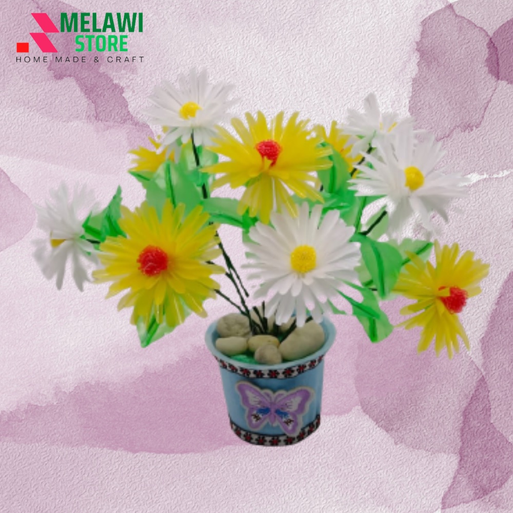 Bunga hias semia bunga plastik dari sedotan home made
