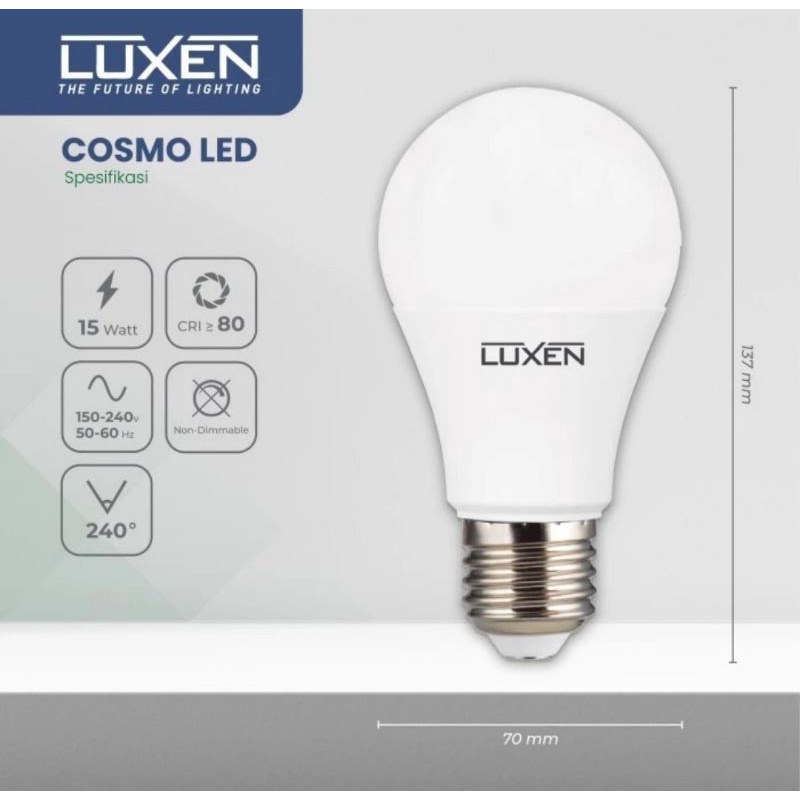 Lampu LED Bulb LUXEN COSMO 15W/15 watt E27 Bergaransi